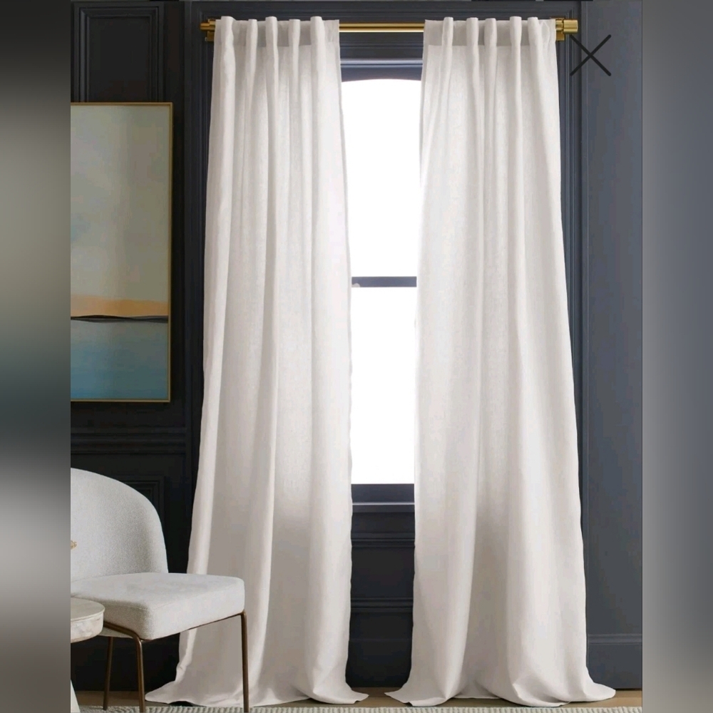 NWT! Quince Linen Cream Filtering Curtains, 48" x 96"- 2 Panels. (E72)